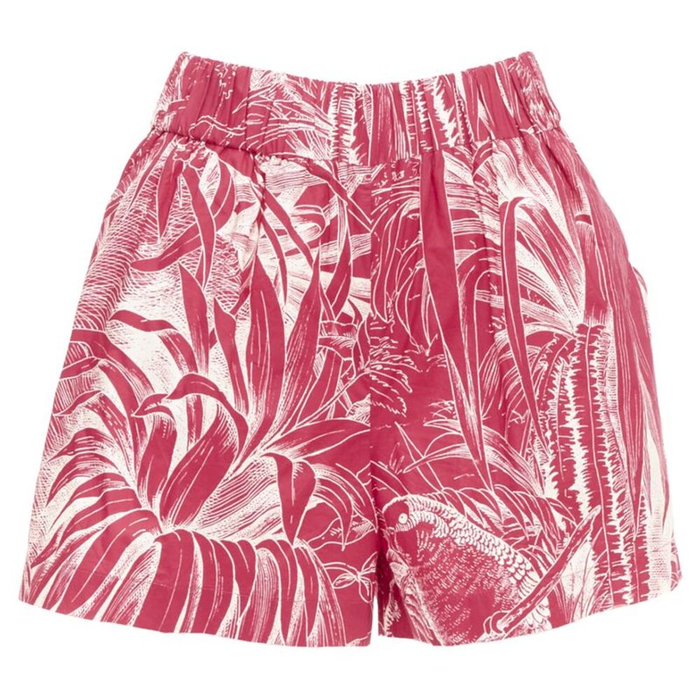 Red Valentino Tropical Parrot high waist printed shorts